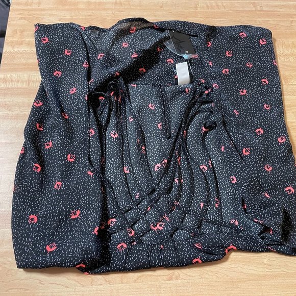 Torrid Floral Black Orange Floral Size 0 Large Strappy Neck Georgette Tank Cami - Picture 7 of 7